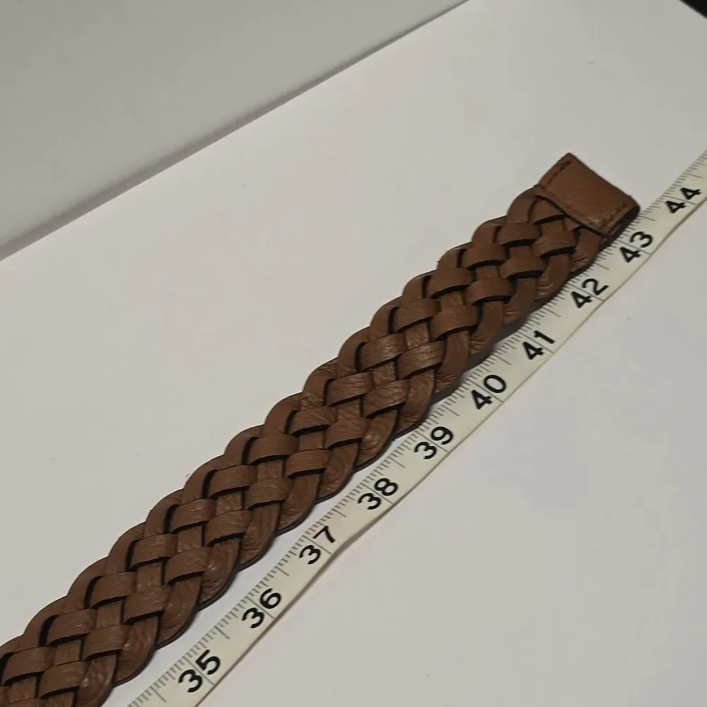Michael Kors Braided Belt Light Brown Leather Size 38